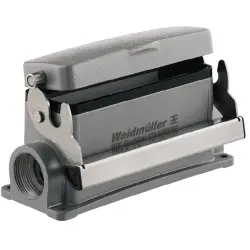 Surface mount housing, size B24, die-cast aluminum, 2 x PG21, angled, longitudinal bow locking, IP65, 1214500000
