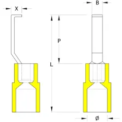 Insulated pin cable lug, 4.0-6.0 mm², 4.6 mm, yellow, 1216230000