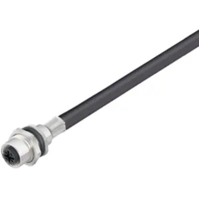 Sensor actuator cable, M12-cable socket, straight to open end, 8 pole, 0.5 m, PUR, black, 2 A, 1223650050 - 1