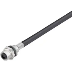 Sensor actuator cable, M12-cable socket, straight to open end, 8 pole, 0.5 m, PUR, black, 2 A, 1223650050