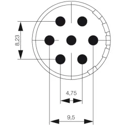 Plug, M23, 7 pole, solder connection, 1224070000