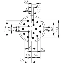 Plug, M23, 16 pole, solder connection, 1224240000