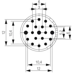 Socket insert, M23, 19 pole, 1224400000