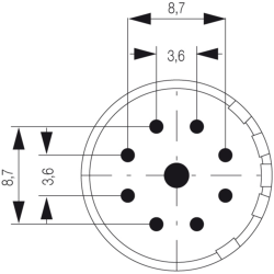 Plug, M23, 9 pole, solder connection, 1224490000