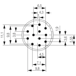 Plug, M23, 12 pole, solder connection, 1224560000
