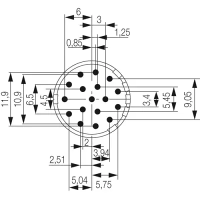 Plug, M23, 17 pole, solder connection, 1224650000 - 1