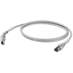 Patch cable, RJ45 plug, straight to RJ45 plug, angled, Cat 6A, S/FTP, LSZH, 0.5 m, gray, 1233160005