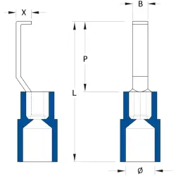 Insulated pin cable lug, 1.5-2.5 mm², 4.6 mm, blue, 1233330000