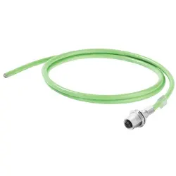 System cable, PROFINET, M12 socket, straight to open end, Cat 5, PUR, 1 m, green, 1234770010