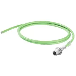 System cable, PROFINET, M12 socket, straight to open end, Cat 5, PUR, 2 m, green, 1234770020