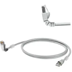 Patch cable, RJ45 plug, straight to RJ45 plug, angled, Cat 6A, S/FTP, LSZH, 10 m, gray, 1248280100