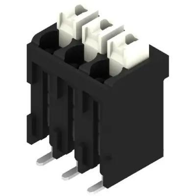 PCB terminal, 3 pole, pitch 3.5 mm, AWG 28-14, 12 A, spring-clamp connection, black, 1250370000 - 1