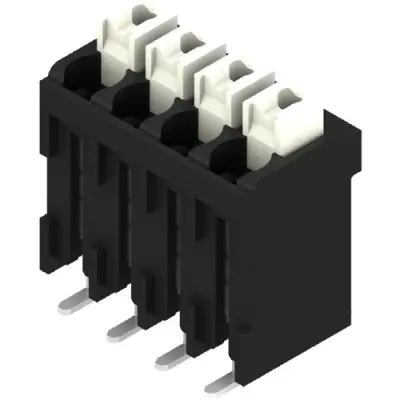 PCB terminal, 4 pole, pitch 3.5 mm, AWG 28-14, 12 A, spring-clamp connection, black, 1250380000 - 1