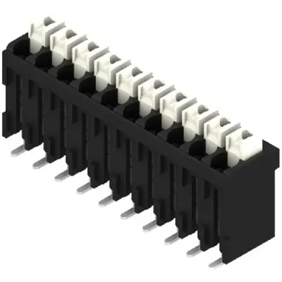 PCB terminal, 10 pole, pitch 3.5 mm, AWG 28-14, 12 A, spring-clamp connection, black, 1250450000 - 1
