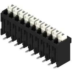 PCB terminal, 10 pole, pitch 3.5 mm, AWG 28-14, 12 A, spring-clamp connection, black, 1250450000