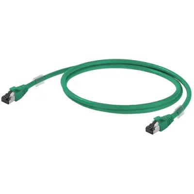 Patch cable, RJ45 plug, straight to RJ45 plug, straight, Cat 6A, S/FTP, LSZH, 0.8 m, green, 1251590008 - 1