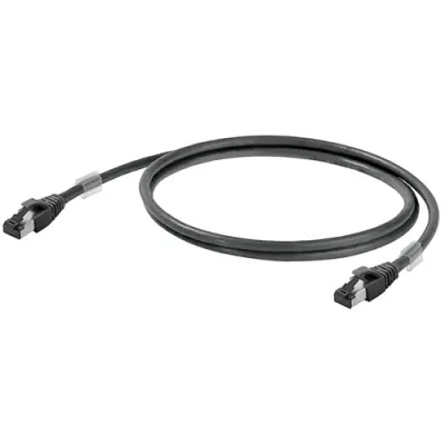 Patch cable, RJ45 plug, straight to RJ45 plug, straight, Cat 6A, S/FTP, LSZH, 0.5 m, black, 1251610005 - 1