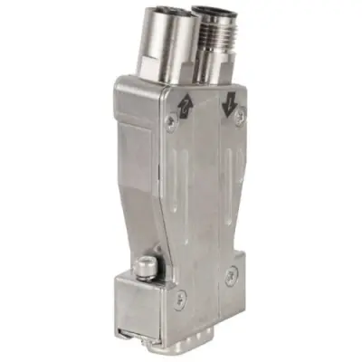 Adapter, D-Sub plug, 9 pole to M12 B coded, pin+socket, pins 2 and 4 assigned, 180°, 1274250000 - 1