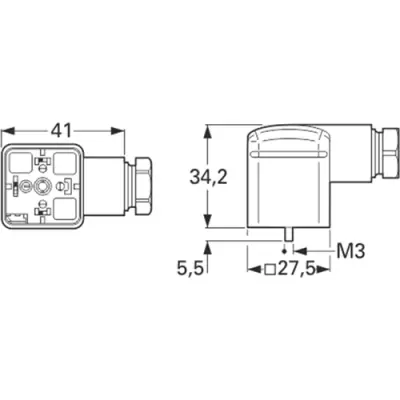 Valve connector, DIN shape A, 2 pole + PE, 250 V, 0.25-1.5 mm², 934888100 - 1