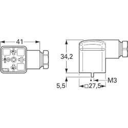 Valve connector, DIN shape A, 2 pole + PE, 250 V, 0.25-1.5 mm², 934888100