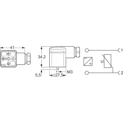 Valve connector, DIN shape A, 2 pole + PE, 230 V, 0.25-1.5 mm², 934888038