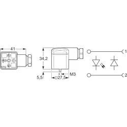 Valve connector, DIN shape A, 2 pole + PE, 24 V, 0.25-1.5 mm², 934888011