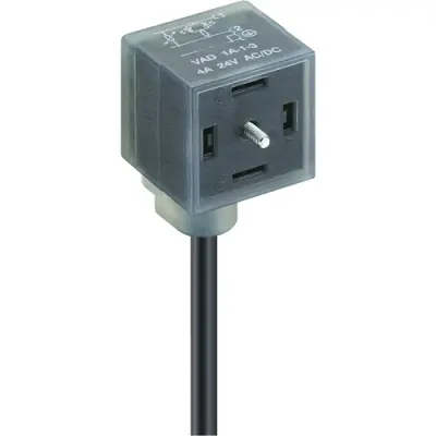 Sensor actuator cable, valve connector DIN shape A to open end, 2 pole + 2 PE, 3 m, PVC, black, 4 A, 45931 - 1
