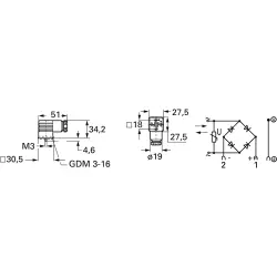 Valve connector, DIN shape A, 2 pole + PE, 0.25-1.5 mm², 934407100