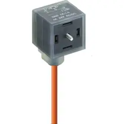 Sensor actuator cable, valve connector DIN shape A to open end, 2 pole + 2 PE, 5 m, PUR, orange, 4 A, 12140
