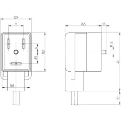 Sensor actuator cable, valve connector DIN shape B to open end, 2 pole + PE, 2 m, PUR, black, 4 A, 43846