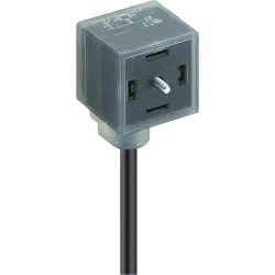 Sensor actuator cable, valve connector DIN shape A to open end, 2 pole + 2 PE, 3 m, PUR, black, 4 A, 43392