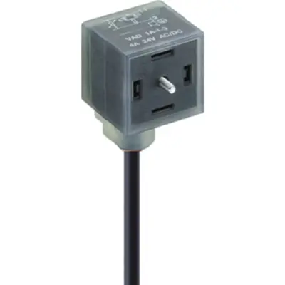 Sensor actuator cable, valve connector DIN shape A to open end, 2 pole + 2 PE, 20 m, PUR, black, 4 A, 934637010 - 1