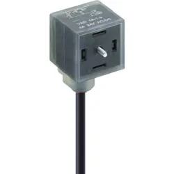 Sensor actuator cable, valve connector DIN shape A to open end, 2 pole + 2 PE, 5 m, PUR, black, 4 A, 12167