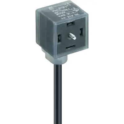 Sensor actuator cable, valve connector DIN shape A to open end, 3 pole + PE, 5 m, PUR, black, 4 A, 12169 - 1