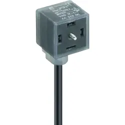 Sensor actuator cable, valve connector DIN shape A to open end, 3 pole + PE, 10 m, PUR, black, 4 A, 16037