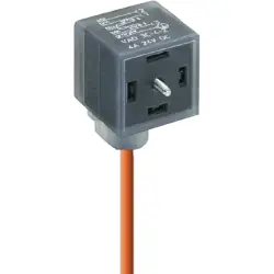 Sensor actuator cable, valve connector DIN shape A to open end, 3 pole + PE, 10 m, PUR, orange, 4 A, 46928