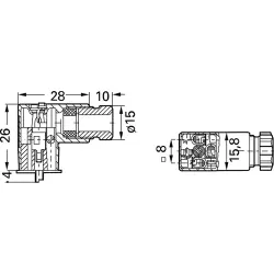 Valve connector, DIN shape C, 2 pole + PE, 250 V, 0.25-0.75 mm², 933137100