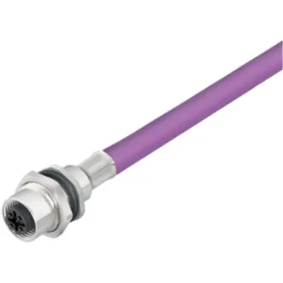 Panel socket, M12, 2 pole, strand connection, straight, 1279480050 - 1