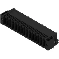 Pin header, 30 pole, pitch 3.5 mm, angled, black, 1289590000