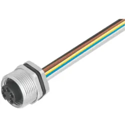 Panel socket, 7/8", 4 pole, strand connection, straight, 1292450000