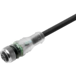 Sensor actuator cable, M12-cable socket, straight to open end, 3 pole, 10 m, PUR, black, 4 A, 1292621000