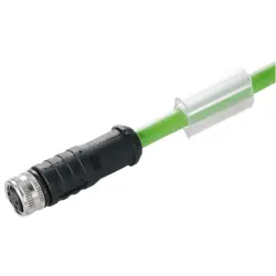 Bus line, M8 socket, straight to open end, PUR, 2 m, green, 1301370200