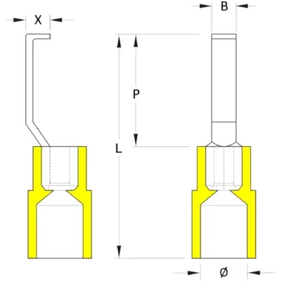 Insulated pin cable lug, 4.0-6.0 mm², 3 mm, yellow, 1312470000 - 1