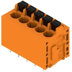 PCB terminal, 5 pole, pitch 5.08 mm, AWG 24-12, 20 A, spring-clamp connection, orange, 1331140000