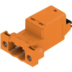 Pin header, 2 pole, pitch 5.08 mm, straight, orange, 1335590000