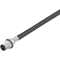 Panel plug, M12, 5 pole, strand connection, straight, 1341230050