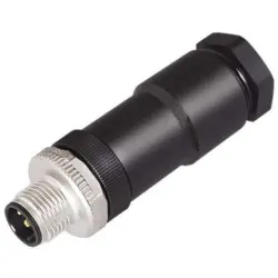 Plug, M12, 4 pole, screw connection, straight, 1353700000