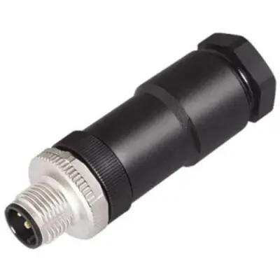 Plug, M12, 4 pole, screw connection, straight, 1353700000 - 1