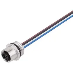 Panel socket, M12, 5 pole, strand connection, straight, 1353800000