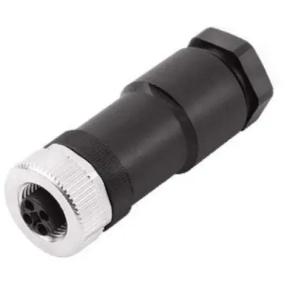 Jack, M12, 4 pole, screw connection, straight, 1391980000 - 1
